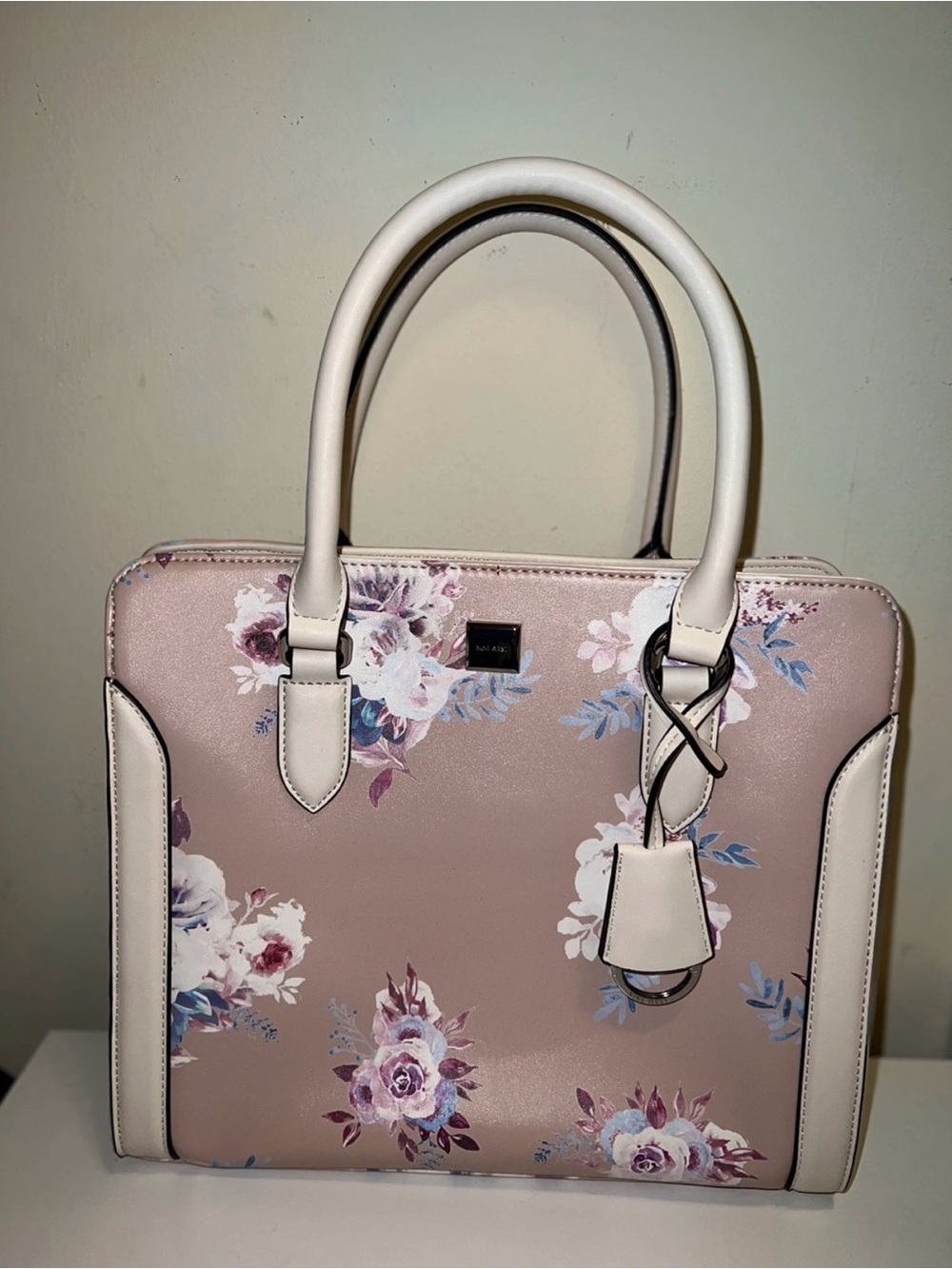 Floral Top-Handle Satchel Handbag - Blush Pink